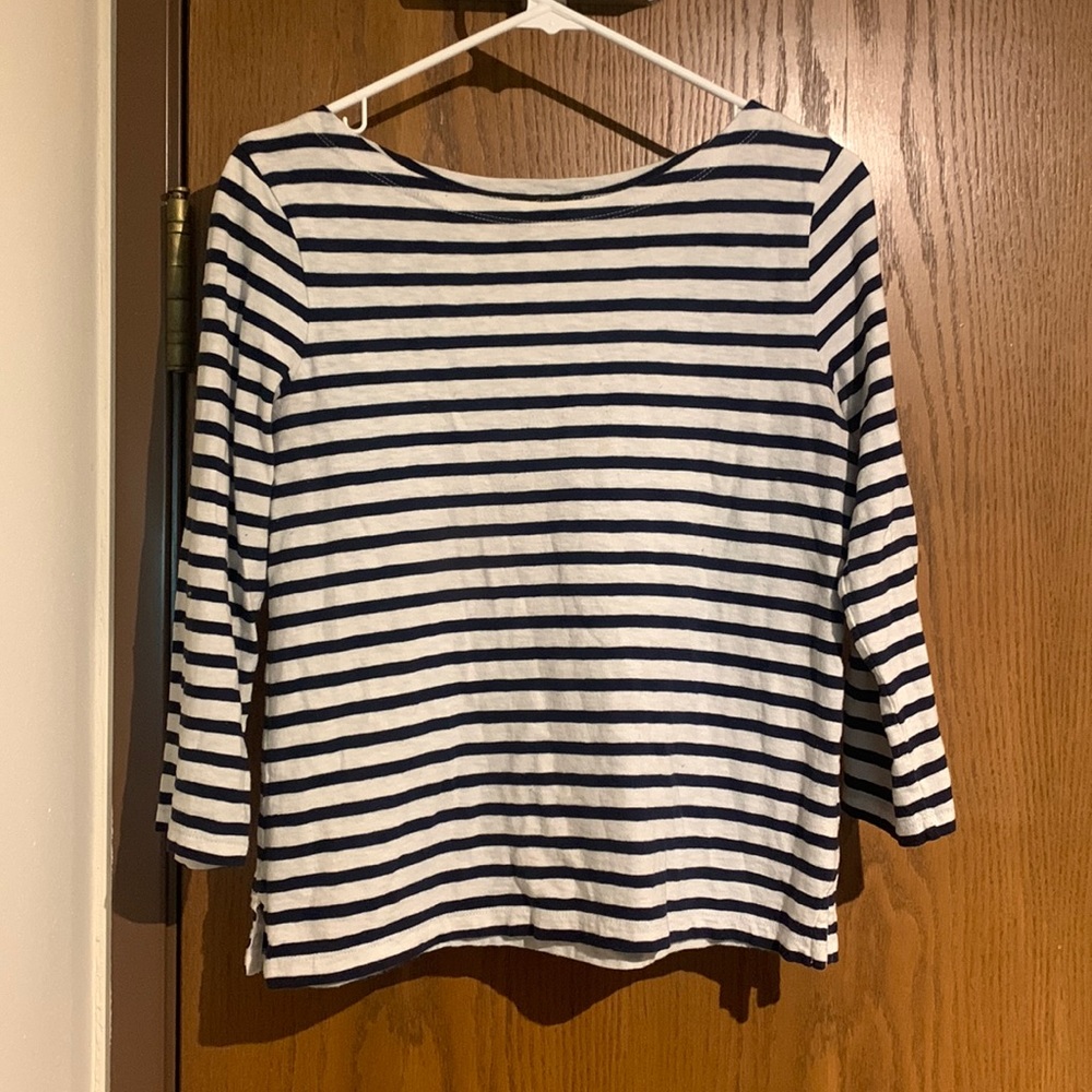 Jcrew boatneck navy striped Breton shirt